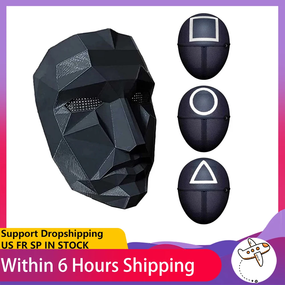 

Squid Game Cosplay Mask Square Circle Triangle Halloween Masks Red Jumpsuit Villain Mask Halloween Party Cosplay Round Six Mask