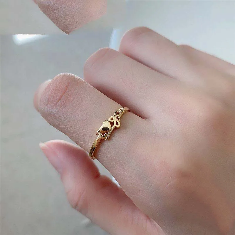 

Женское кольцо из серебра 925 пробы, с надписью «I Love You»