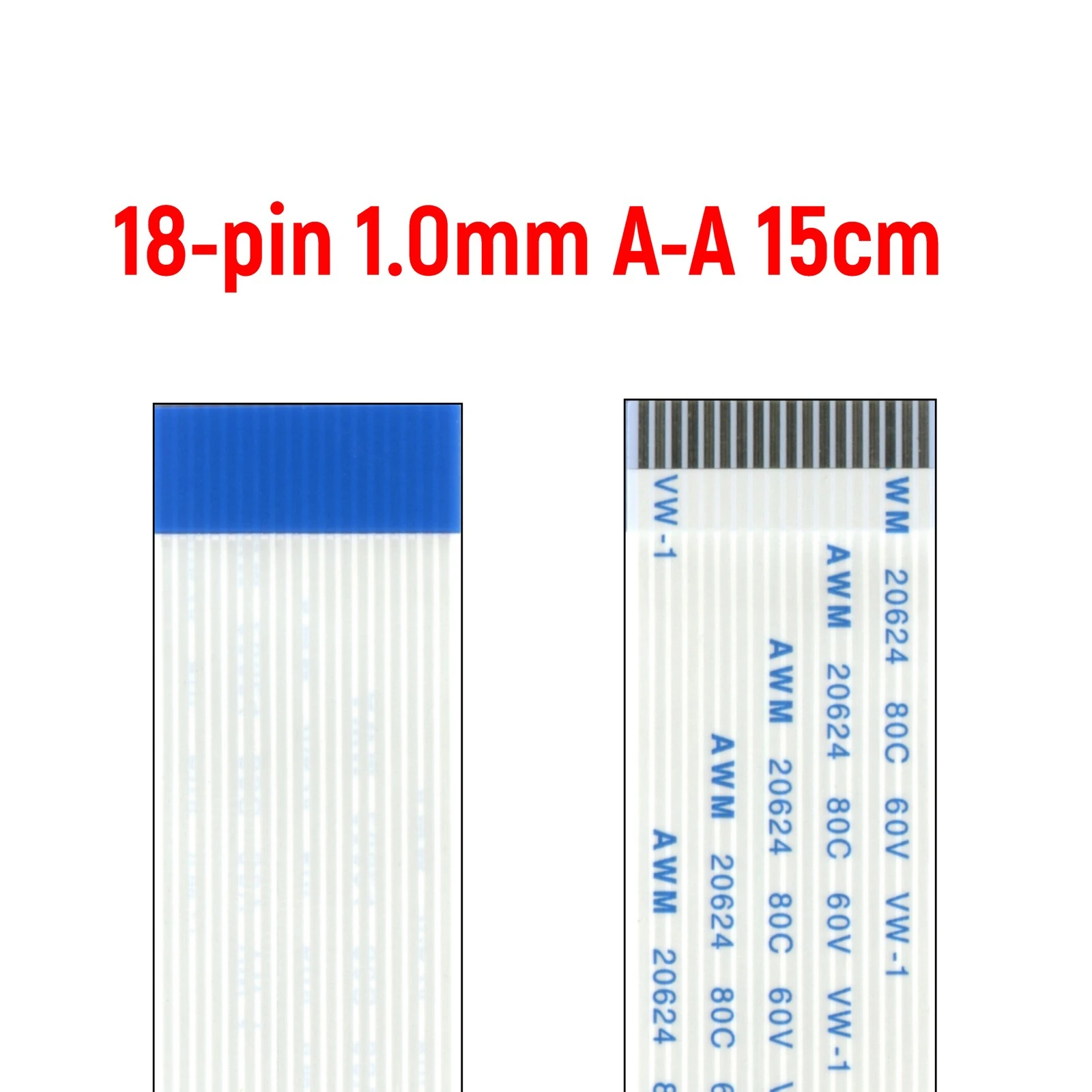 Шлейф FFC 18-pin Шаг 1.0mm Длина 15cm Прямой A-A AWM 20624 80C 60V VW-1 | Компьютеры и офис