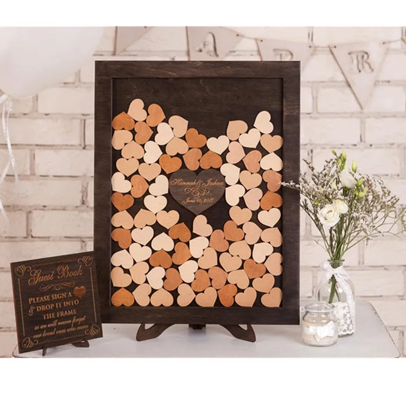 Деревенская книга для гостей в форме сердца альтернативная деревянная Гостевая