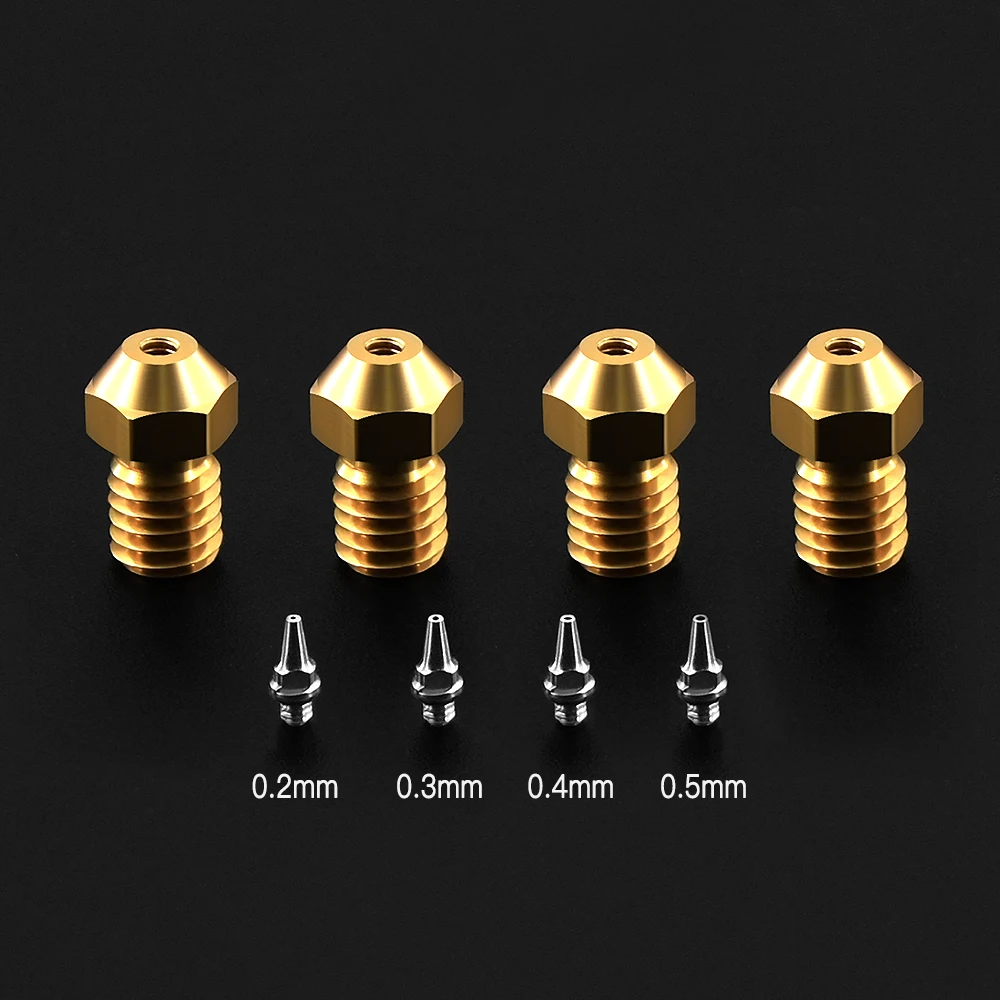 

3D Printer Parts M6 V5 V6 Nozzle Airbrush Adapter Set 0.2/0.3/0.4/0.5mm Removable Stainless Steel Tips For E3D V6 Hotend 1.75mm