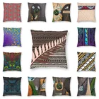 Роскошная коричневая наволочка в виде серебряного папоротника, племенной наволочка, домашний декор, квадратная наволочка для подушки Новой Зеландии, маори, 45x45, наволочка для дивана