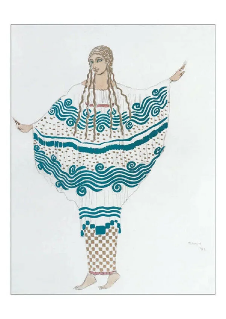 Набор из 12 современных почтовых открыток Лео Бакст Театральные костюмы Русское