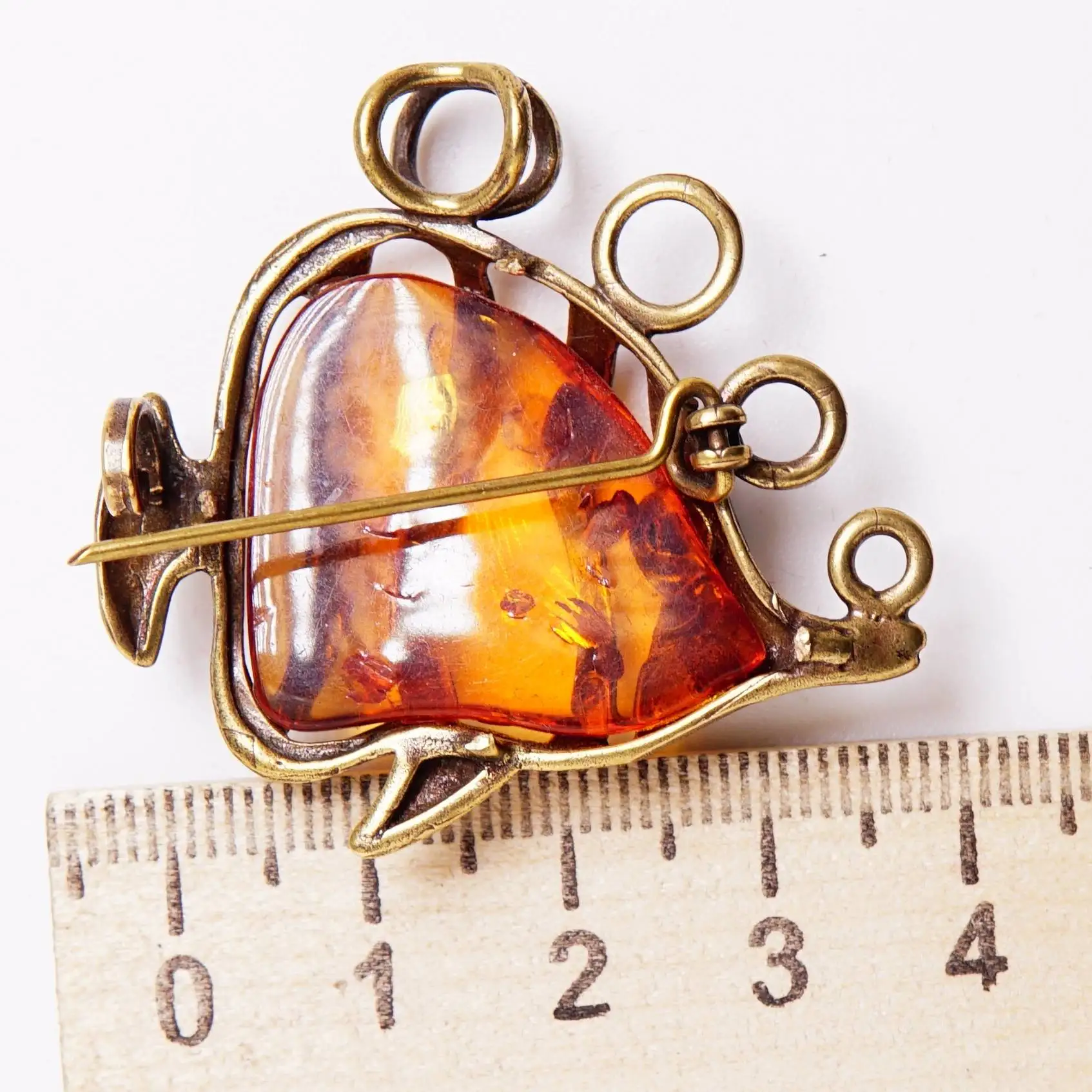 Брошь - кулон Рыбка Немо (цена с доставкой) янтарь бронза латунь брошка стразы