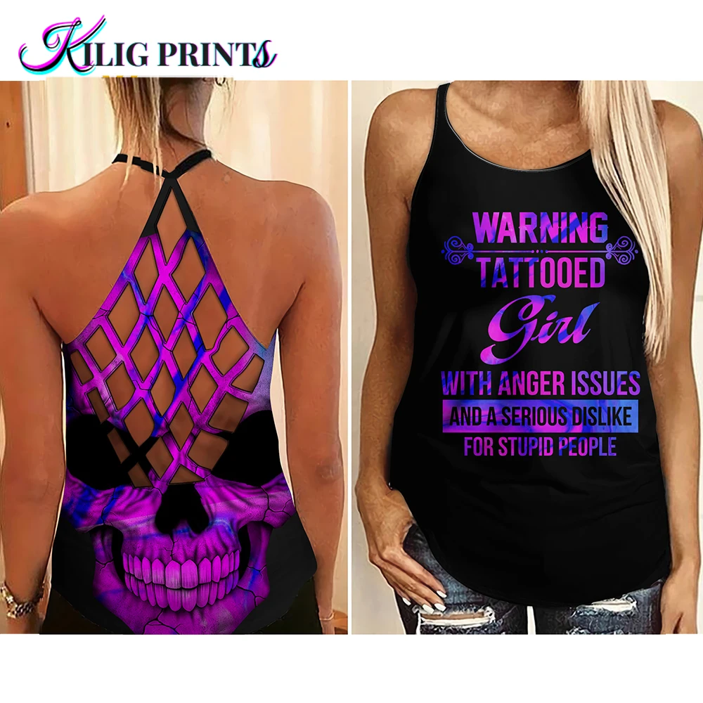 

Летняя одежда kiligвсесторонней девушки с татуировкой и принтом черепа, элегантный женский топ