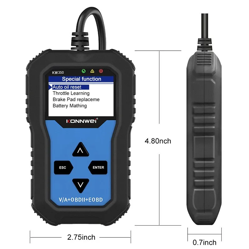 Автомобильный диагностический сканер KW350 OBD2 OBD для VW Audi SKoda SEAT VAG сброс качества