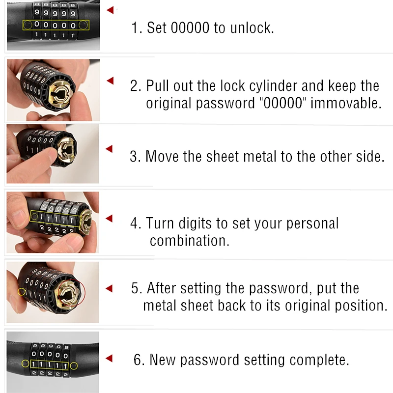 

Mountain Bike Chain Lock 5 Digits Combination Password Chain Lock Durable Steel Bicycle Lock Anti-theft Bike Lock