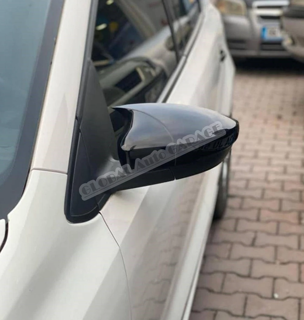 Чехол для зеркала VW Volkswagen Polo Mk5 Mk6 летучая мышь 2009-2021 глянцевое пианино черное 2
