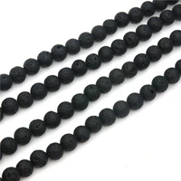 natural real black lava stone beads round shape 46810mm jewelry craft findings material for making bracelet