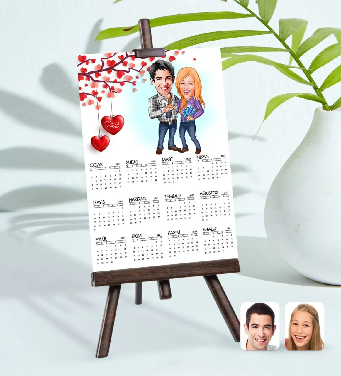 

Personalized 15x21 cm Photo Card Valentine Caricature Of easel 2021 calendar-50