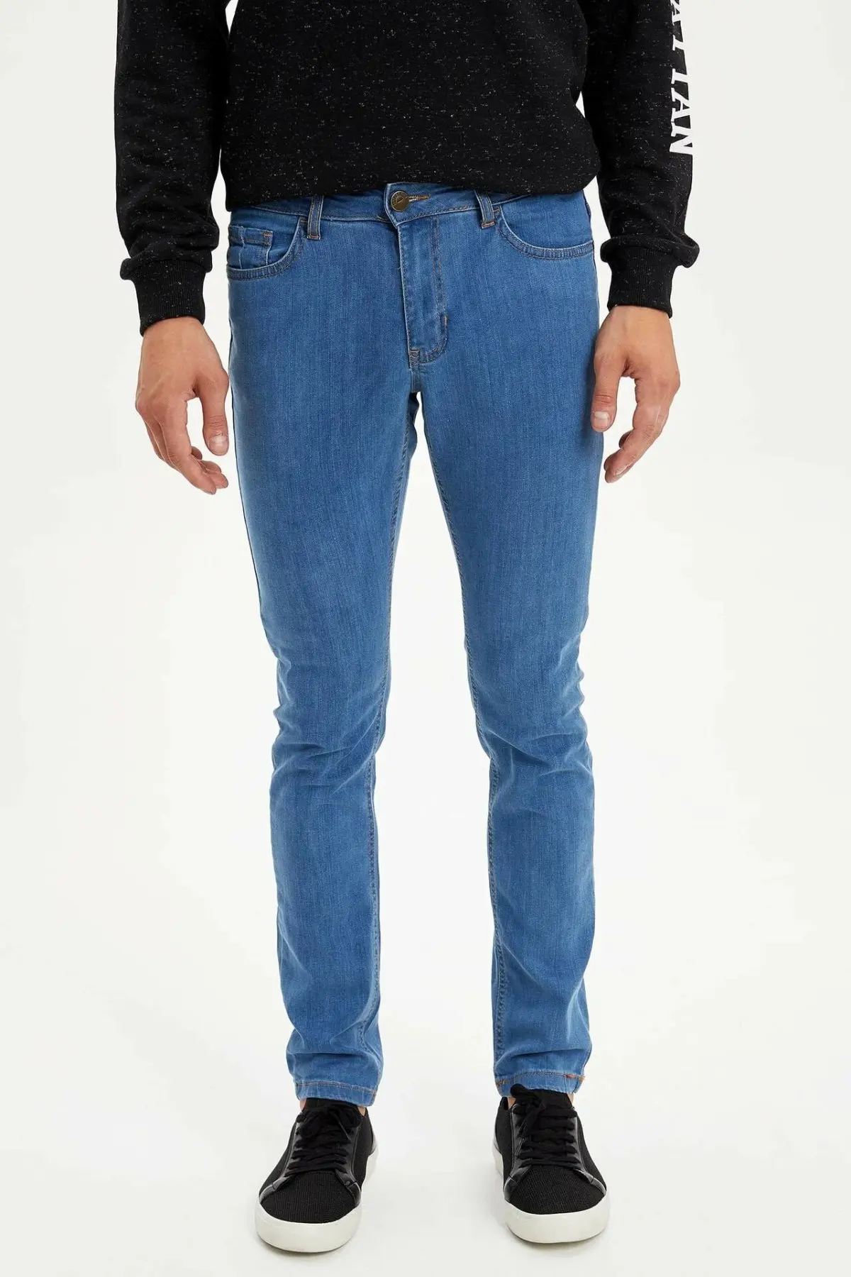 DeFacto мужские летние прямые синие джинсы Мужские повседневные со средней талией