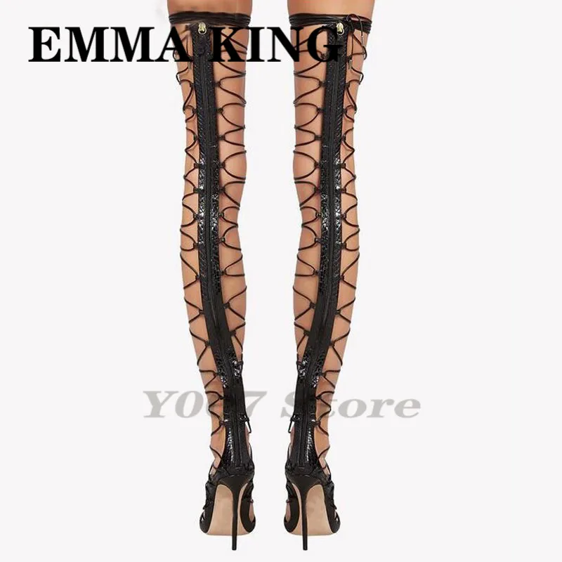 Сексуальные Кендалл Дженнер выше колена босоножки на высоком каблуке сапоги с