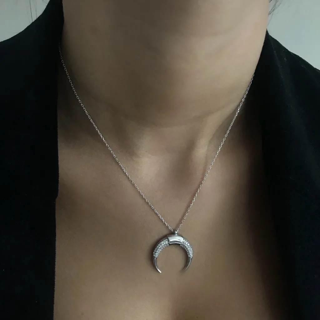 

Horn 925 Sterling Silver Necklace Women Girls Gift Jewelry Accessories Fashion Handmade Elegant Chain