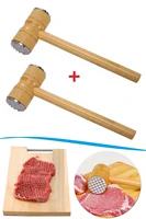 meat hammer wooden 2 heads meat hammer stainless butcher meat hammer crusher softening apparatus 2 pieces practical kitchen mash