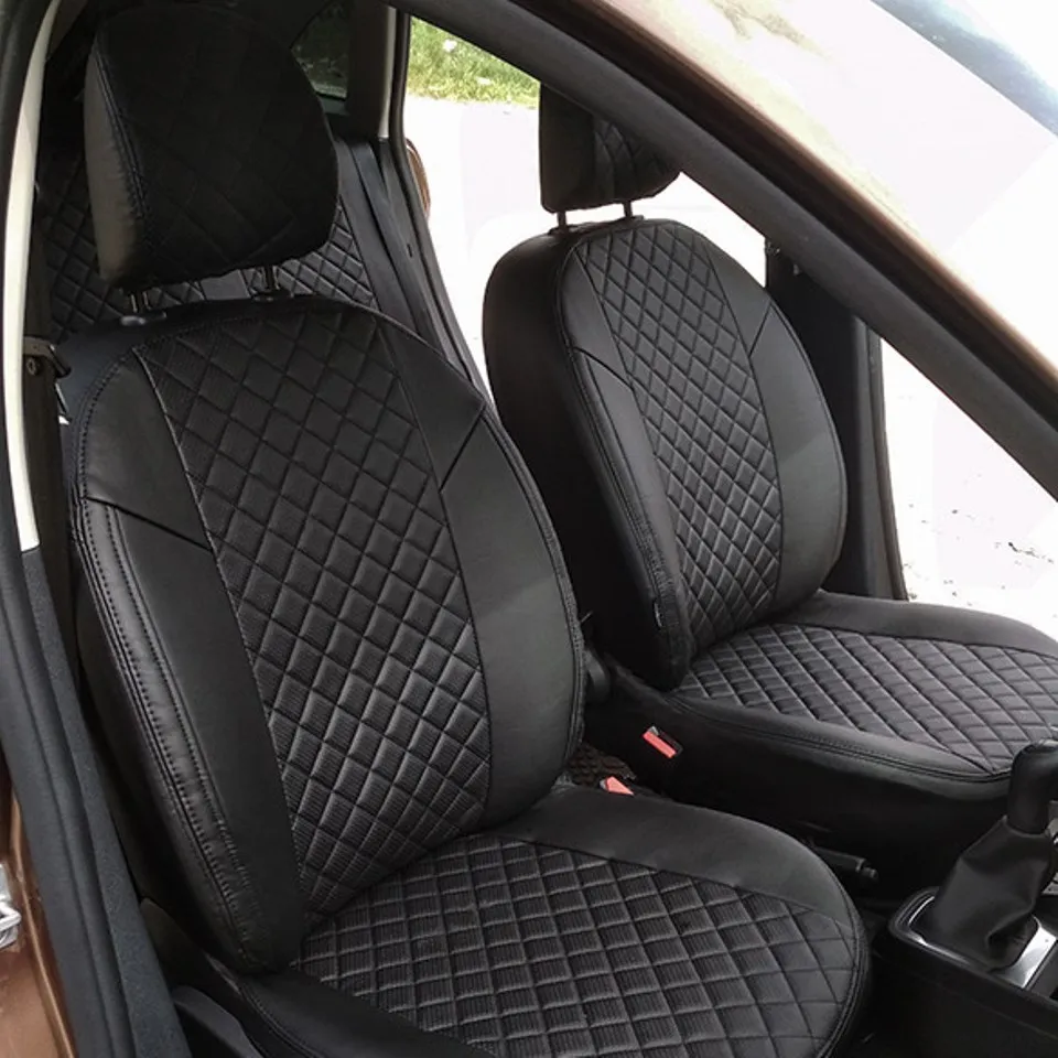 Для Lada Vesta 2015 2020 Комплект модельных чехлов из экокожи Аригон с вышивкой РОМБ