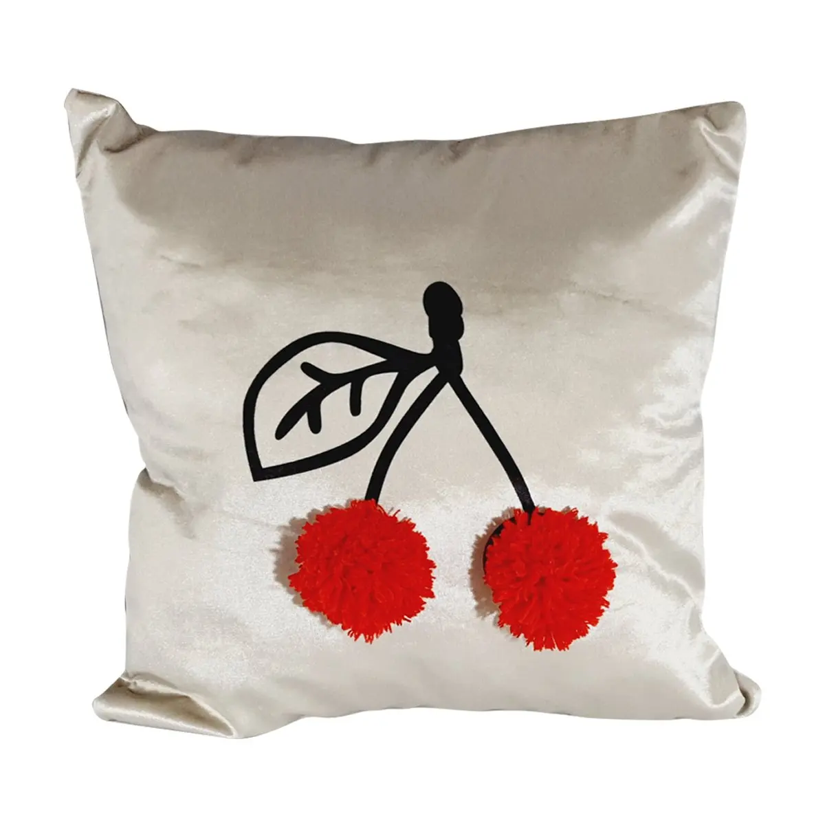 

Pompon Square Decorative Pillow SHEATH AND INNER PILLOW Handmade Motif And Mesh Pattern Quality