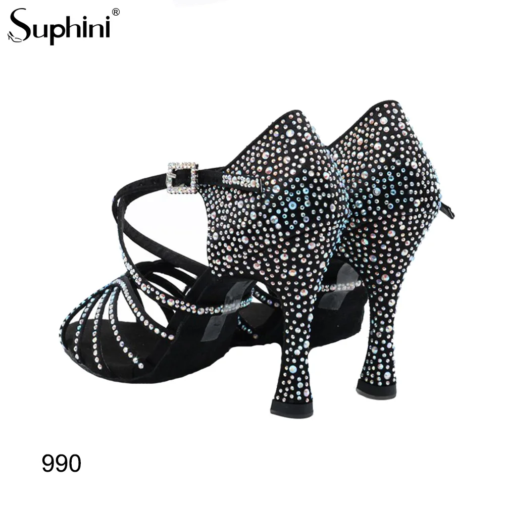 Туфли для танцев сальса на высоком расширяющемся книзу каблуке Suphini Новинка в