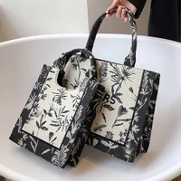 2022 summer canvas large capacity embroidery versatile western style high quality texture womens single shoulder tote handbag
