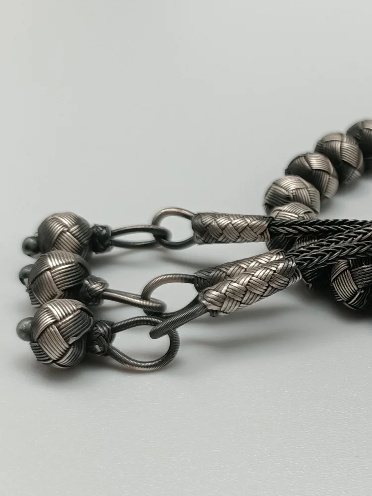 

Trabzon Kazaz 7mm hand-knitted oxidized 1000 sterling silver Prayer beads Rosary Tasbeeh Tesbih Ottoman globe cut