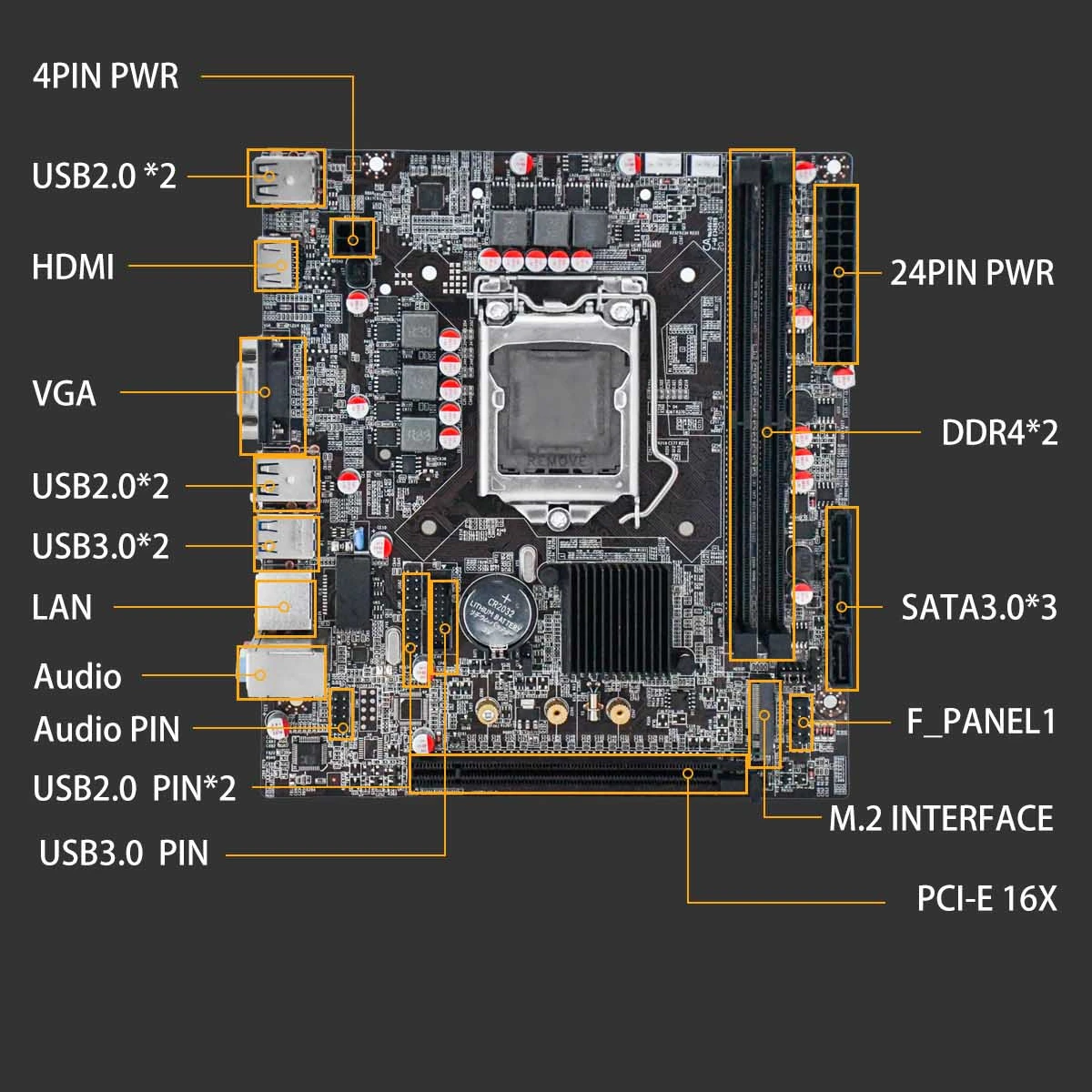 Материнская плата H310 LGA 1151 DDR4 32 ГБ двухканальная игровая Intel 6/7/8/9 Core i3 i5 i7 ATX для ПК