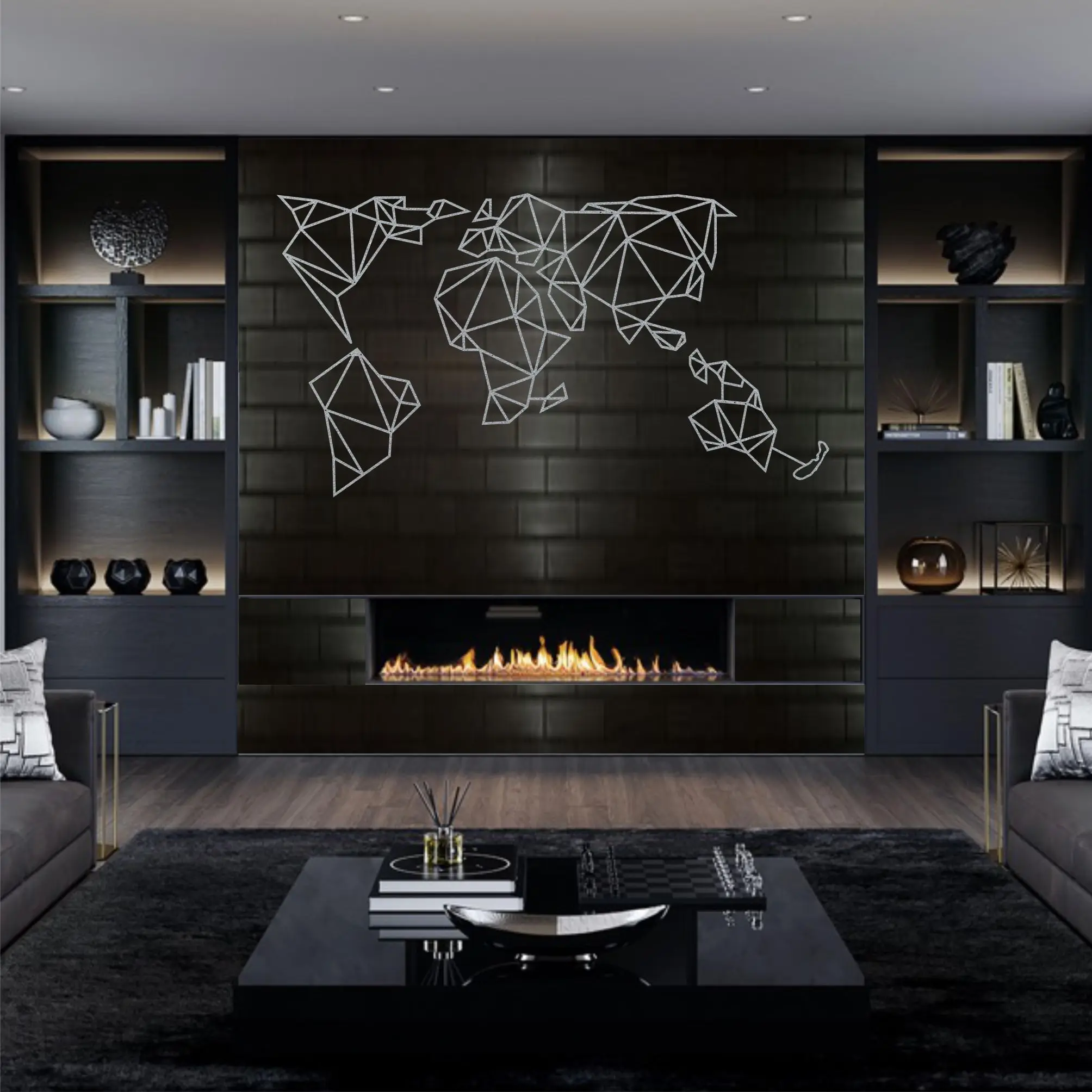 Ххх большая металлическая карта мира настенная художественная Геометрическая