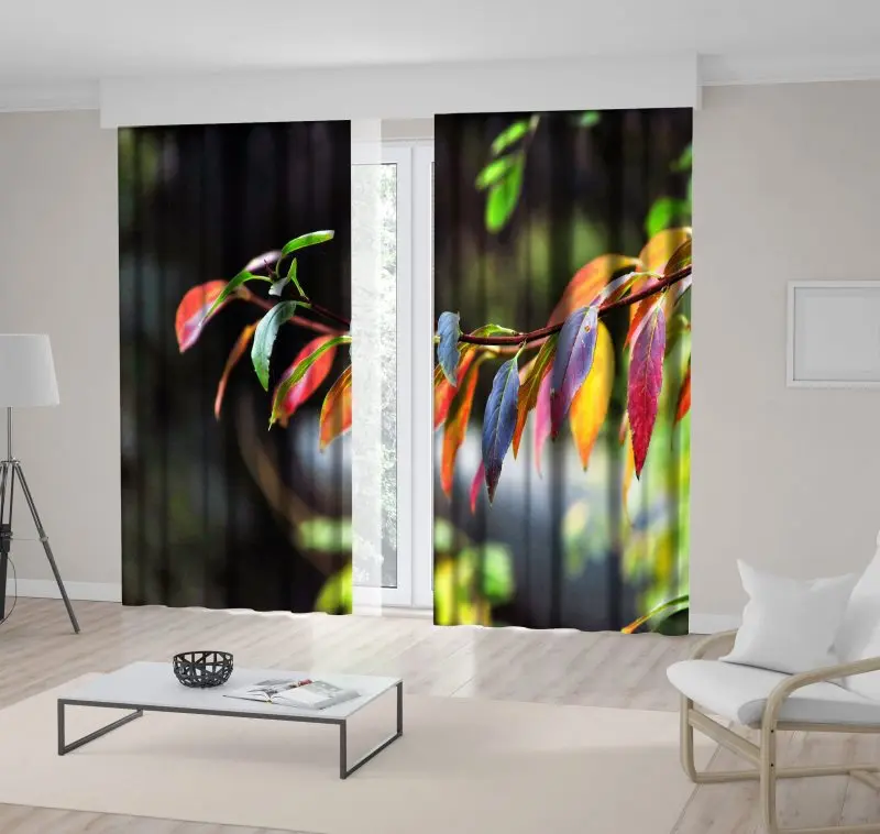 

Curtain Colorful Autumn Leaves Trees Sunny Day Golden Magical Season Nature Scenery Red Green Yellow