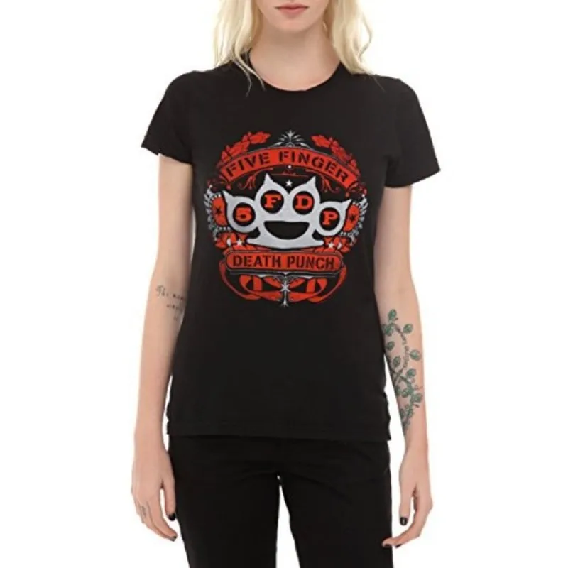 

Hot Sale Fashion women's T-Shirt women Summer T-shirt Five Finger Death Punch Red Banner Girls T-Shirt