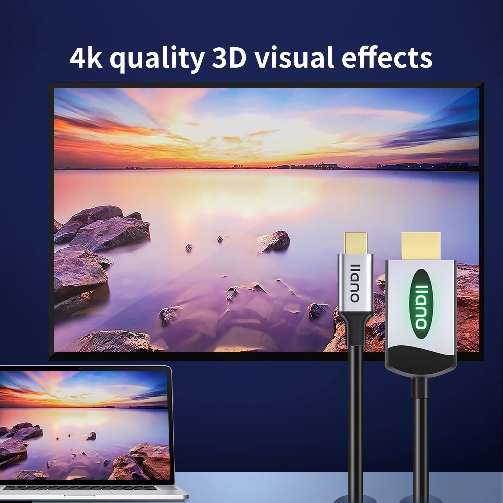 USB C/Type C к HDMI-совместимый кабель-адаптер LLANO с индикатором HD 4K для