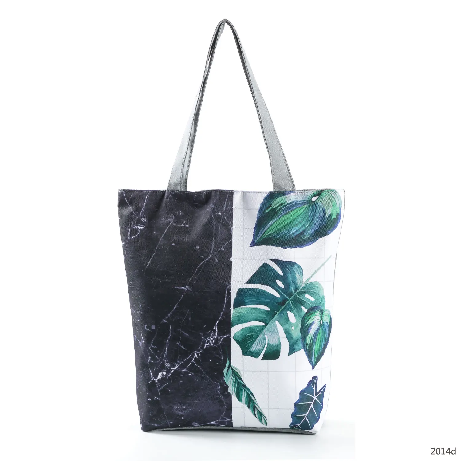 

Сумки с принтом листьев, Экологически чистая женская сумка для покупок Вместительная сумка-тоут через плечо с черным мраморным рисунком, по...