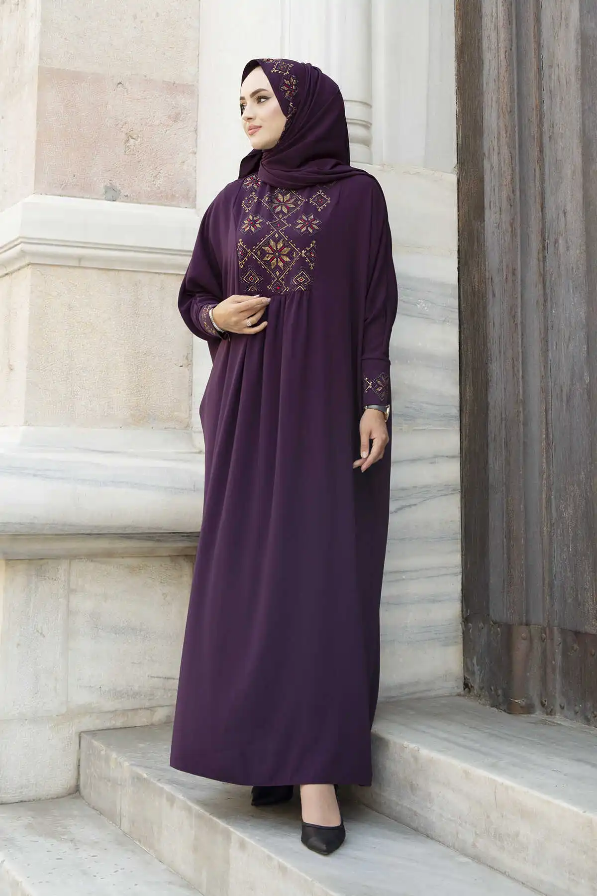 Османская шаль абайя двойной комплект Рамадан кафтан Дубай Турция искусственное