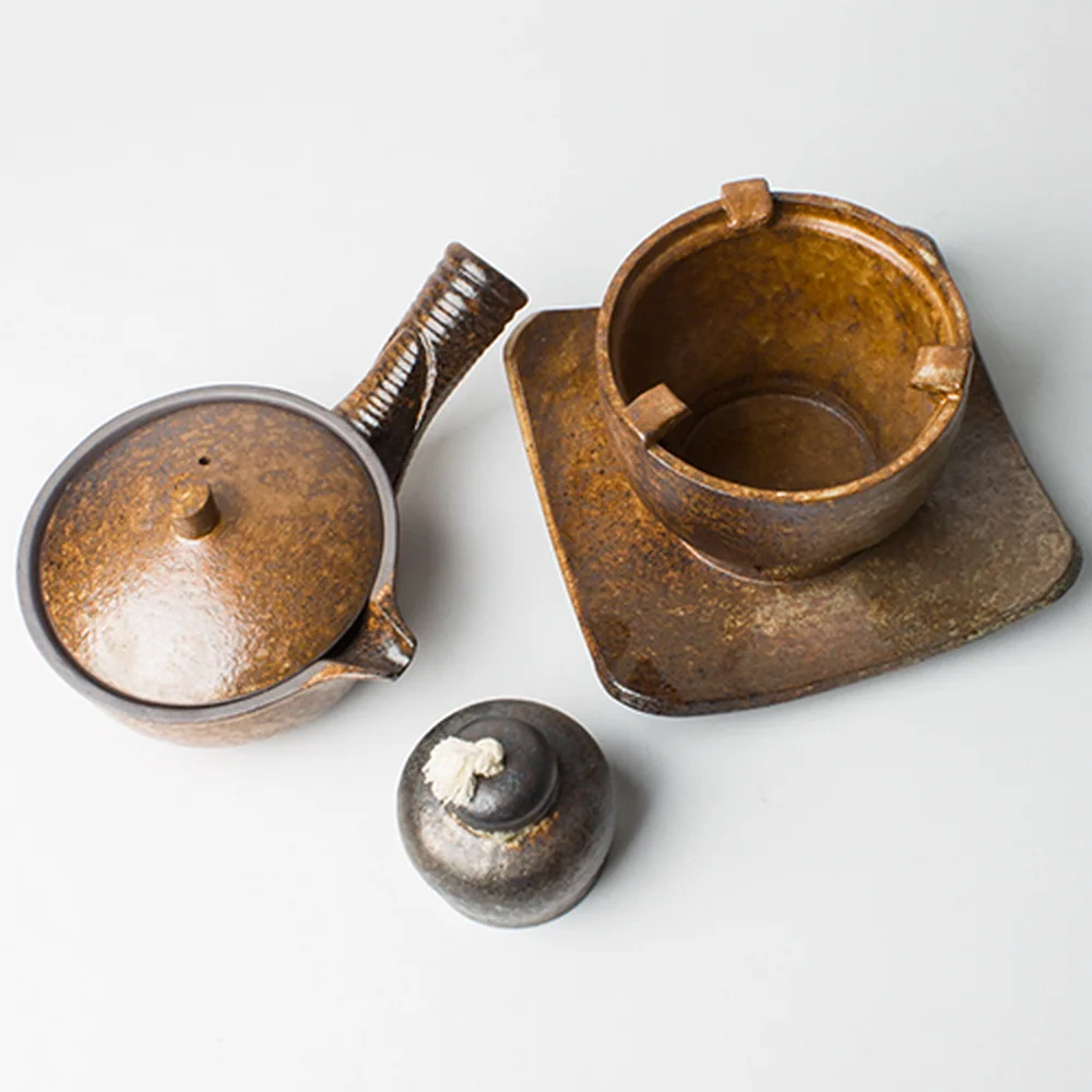 Керамическая Боковая ручка чайный горшок с горелка для спирта и фитиля кунг фу набор приготовления чая|side