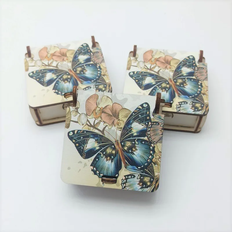 5/10шт Деревянная подарочная коробка с цветами павлином бабочки праздничная