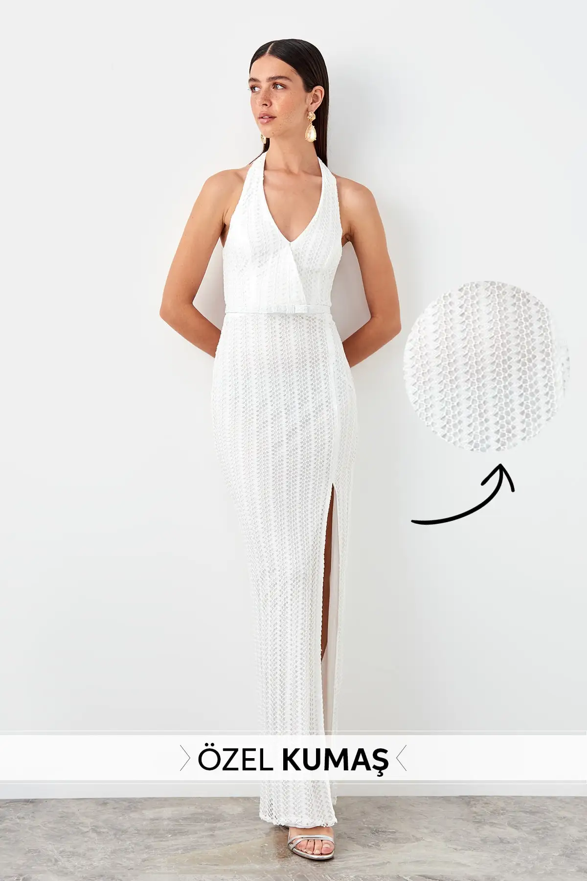 Trendyol арочные Slash детальное вечернее платье TPRSS19AE0053|Вечерние платья| |