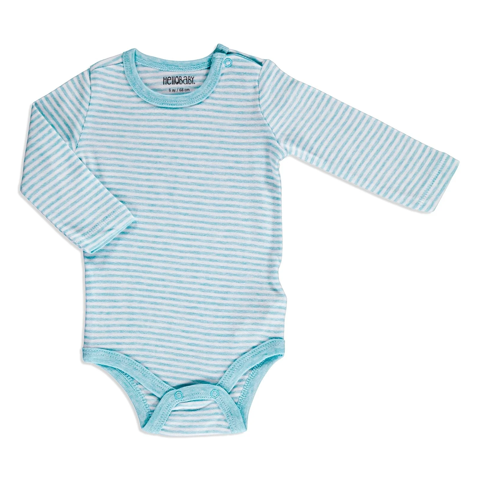 Ebebek HelloBaby/боди в полоску с длинными рукавами и застежкой на шее для малышей |