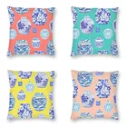 Китайская фарфоровая банка имбиря, коллекция в неоновой персиковой цветовой гамме, чехол для спальни, украшение, плитка Delft, чехол для диванной подушки