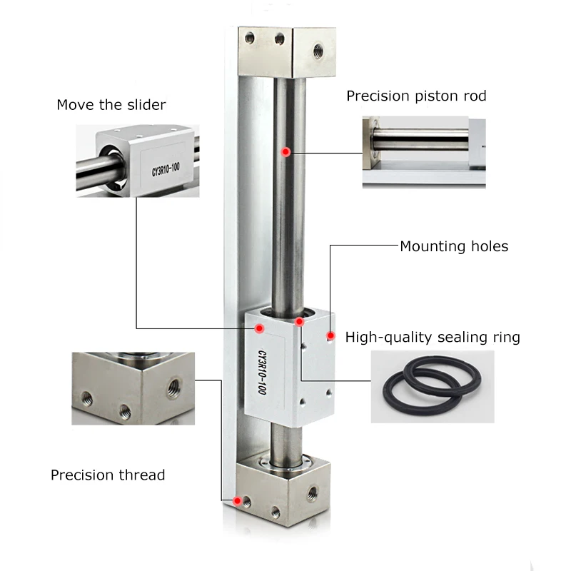 

CY1R CY3R Rodless Cylinder Magnetic Coupling Guide Rod with Magnetic SMC Type CY3R10H CY3R15H CY3R20H CY3R25