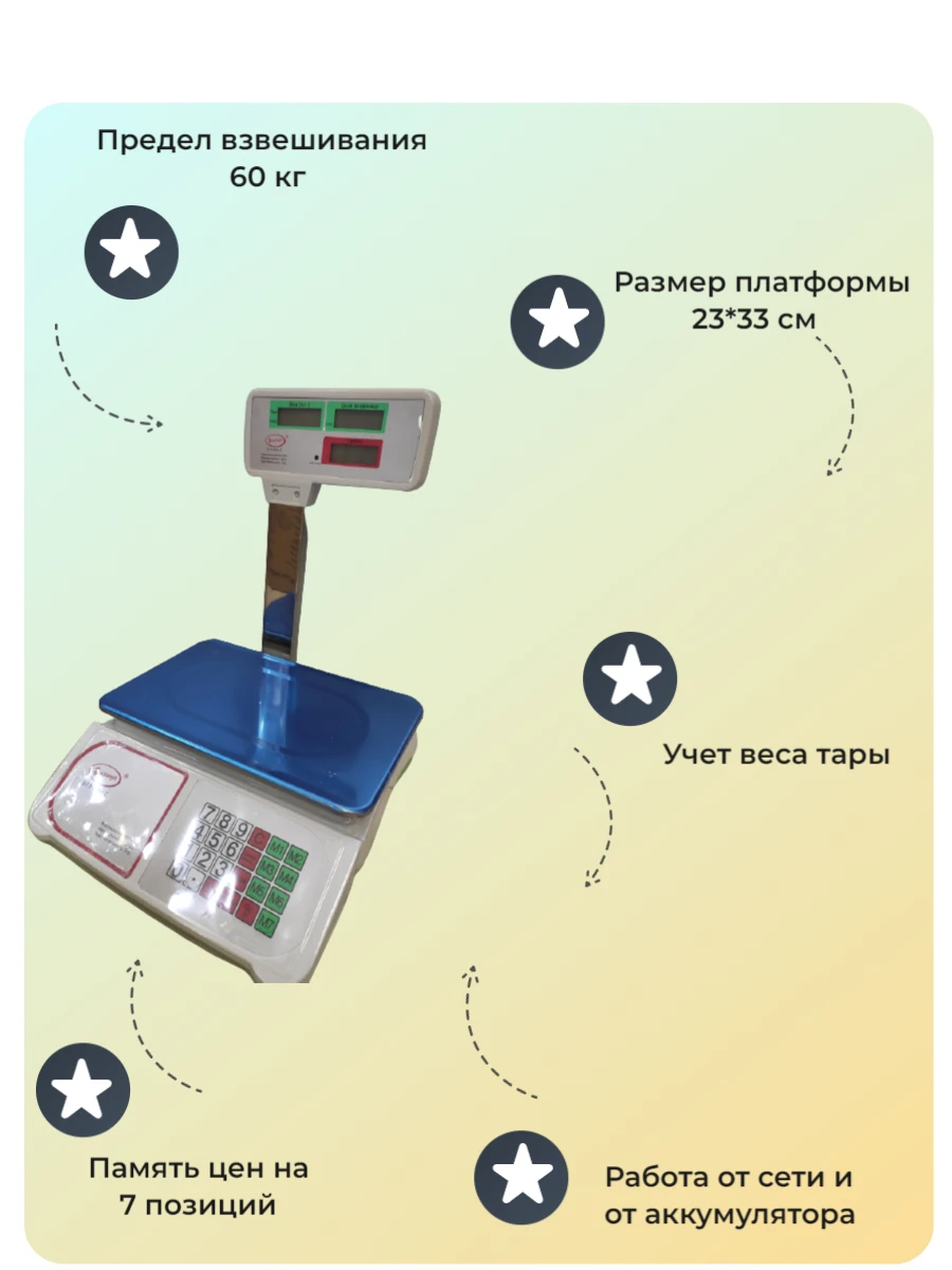 Весы коммерческие торговые электронные со счетным устройством Умница ВТЭ-60 кг-С 2