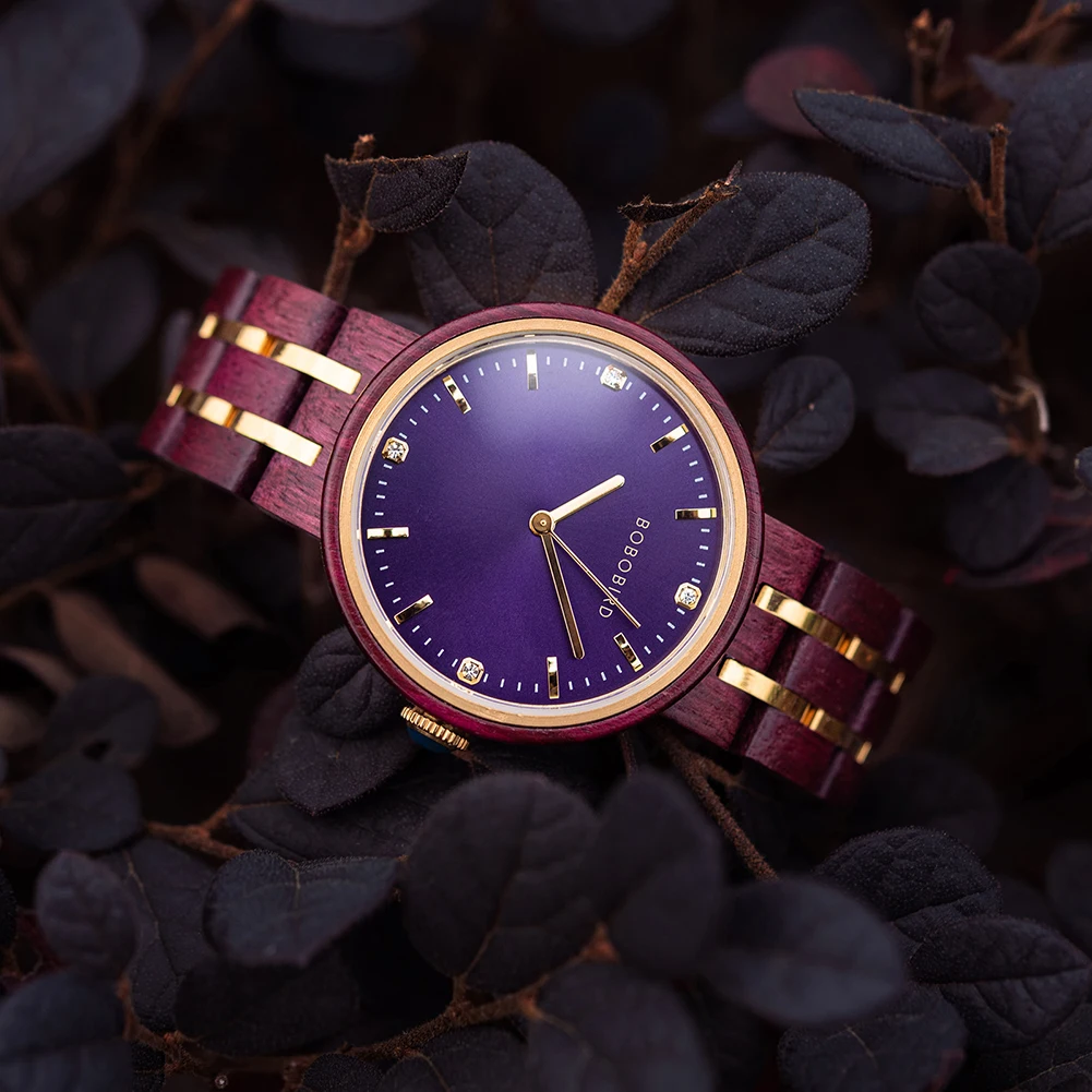 Rosewood Women Watches Ladies Handmade Wooden Creative Women's Bracelet Watches Female Clock Round Dial Customize LOGO