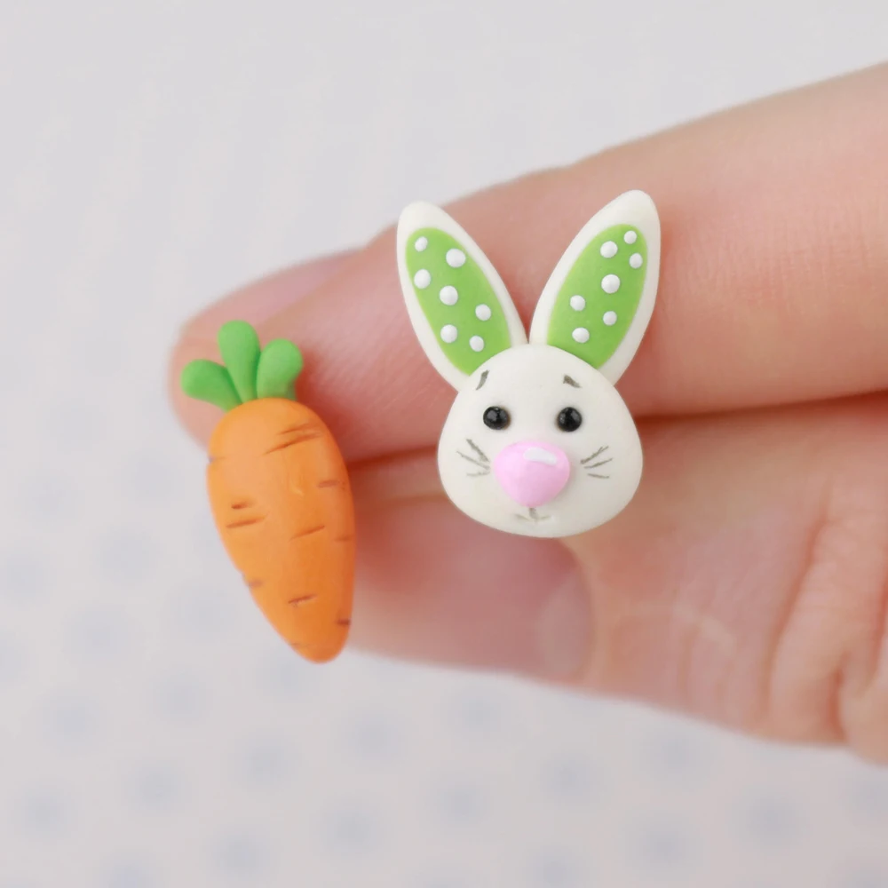 Женские серьги гвоздики из 100% полимерной глины ручной работы милые в виде