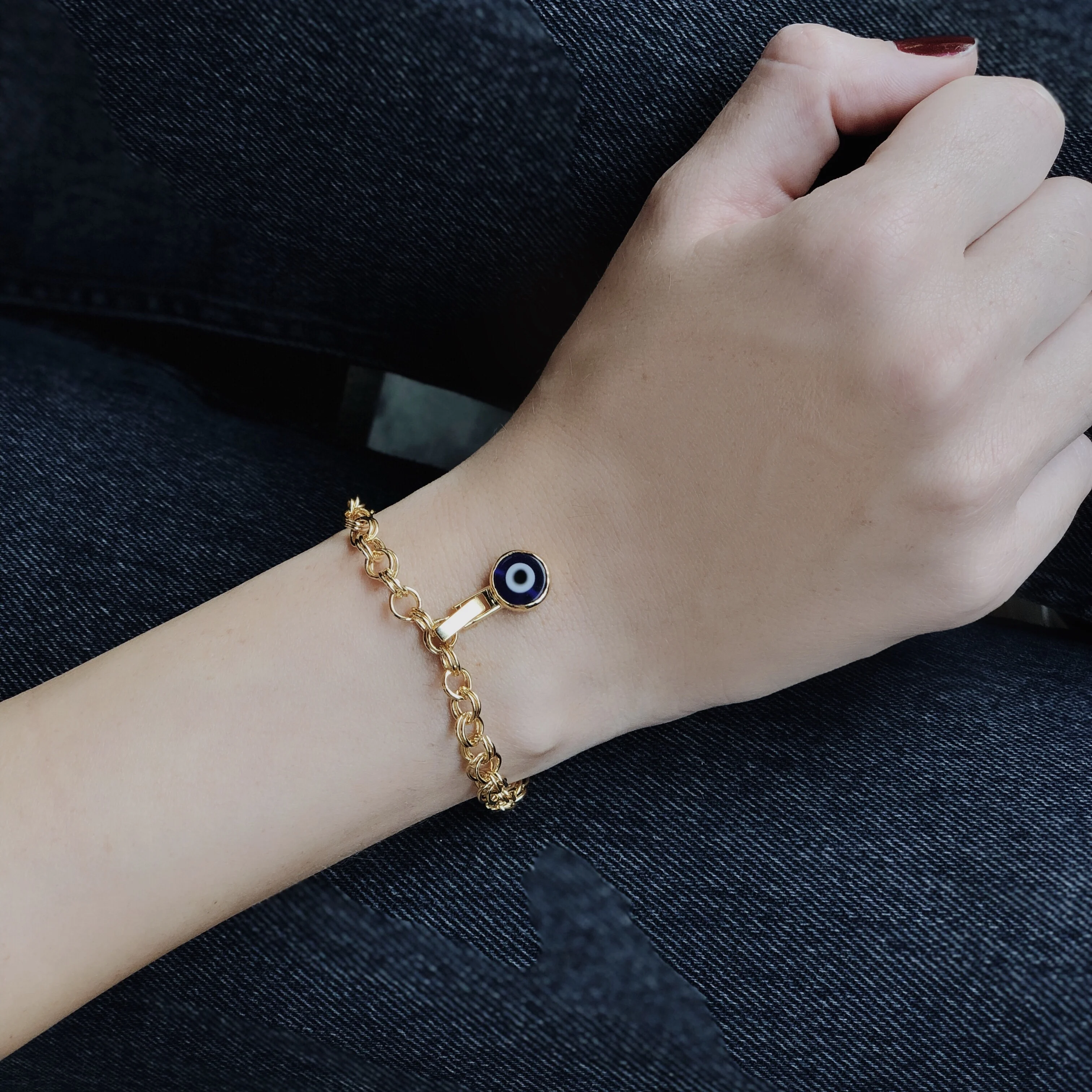 

GULCE DERELI, EVIL EYE CHARM BRACELET, BRACELETS, CHARM BRACELETS, GIFT BOX, GOLD/SILVER PLATED
