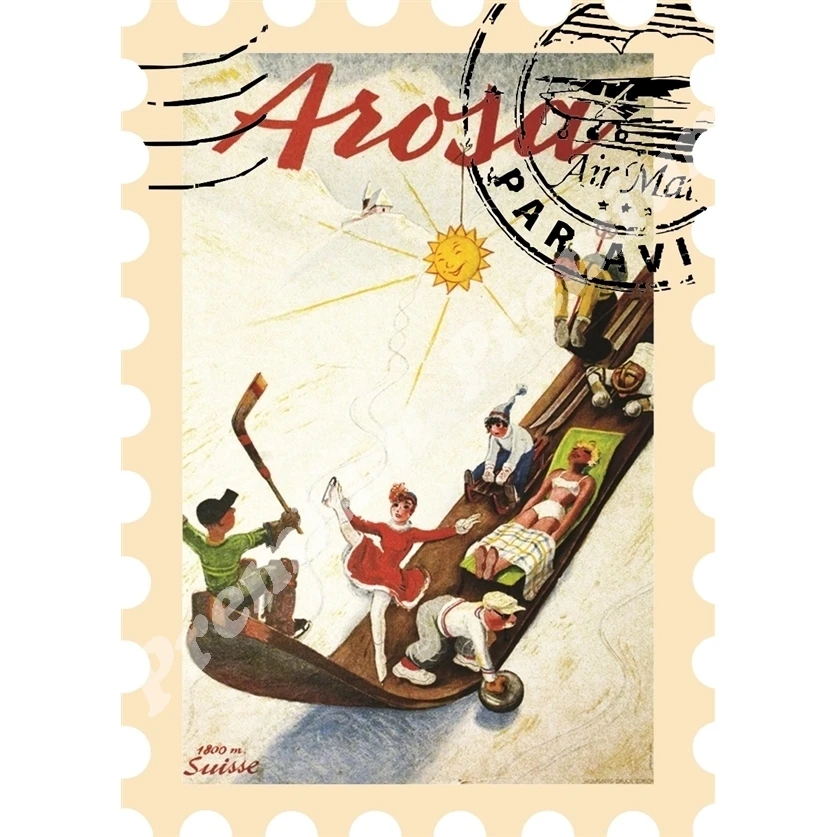 Швейцария Сувенирный магнит Винтажный туристический плакат | Дом и сад