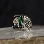 925 пробы Серебряное винтажное мужское кольцо с зеленым цирконием Сделано в Турции кельтское кольцо ручной работы 925 пробы серебро