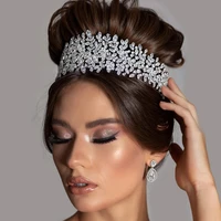 luxury flexible baroque bridal zircon headband headpiece for women handmade bridesmaids wedding tiara headband hair accessories