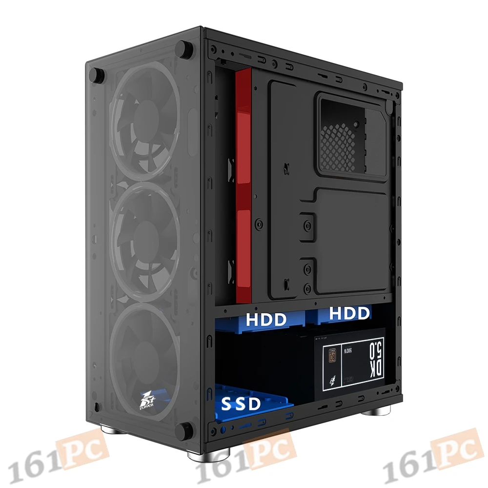 Game PC case корпус для компьютера pc gamer 1STPLAYER FIREBASE X2 mATX tempered glass side panels 4x 120mm LED fans inc. |