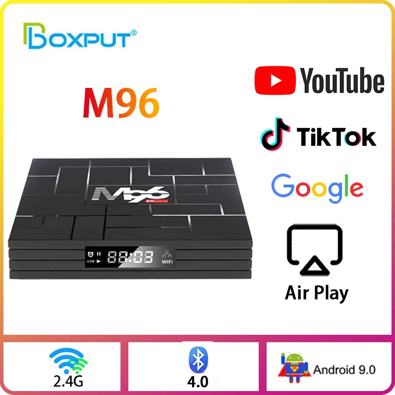 

M96 TV BOX Android 9 RK3318 4+32G Dual Wifi 2.4G 5G BT V4.0 IR Remote Control 4K HD YouTube Media Player Settop M96 TVBox 2g 16g