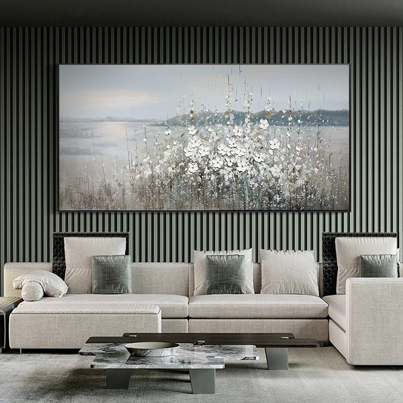 

Современный абстрактный цветок в скандинавском стиле для гостиной, настенное искусство, живопись, домашний холст 40x88 дюймов (100X220 см)