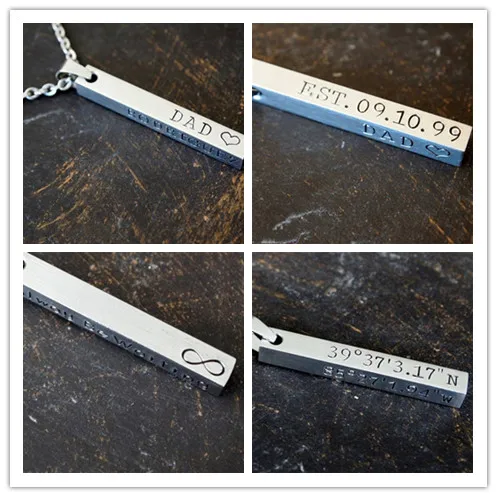 Таможня серебра ожерелье &quotкоординаты&quot для мужчин местоположение GPS