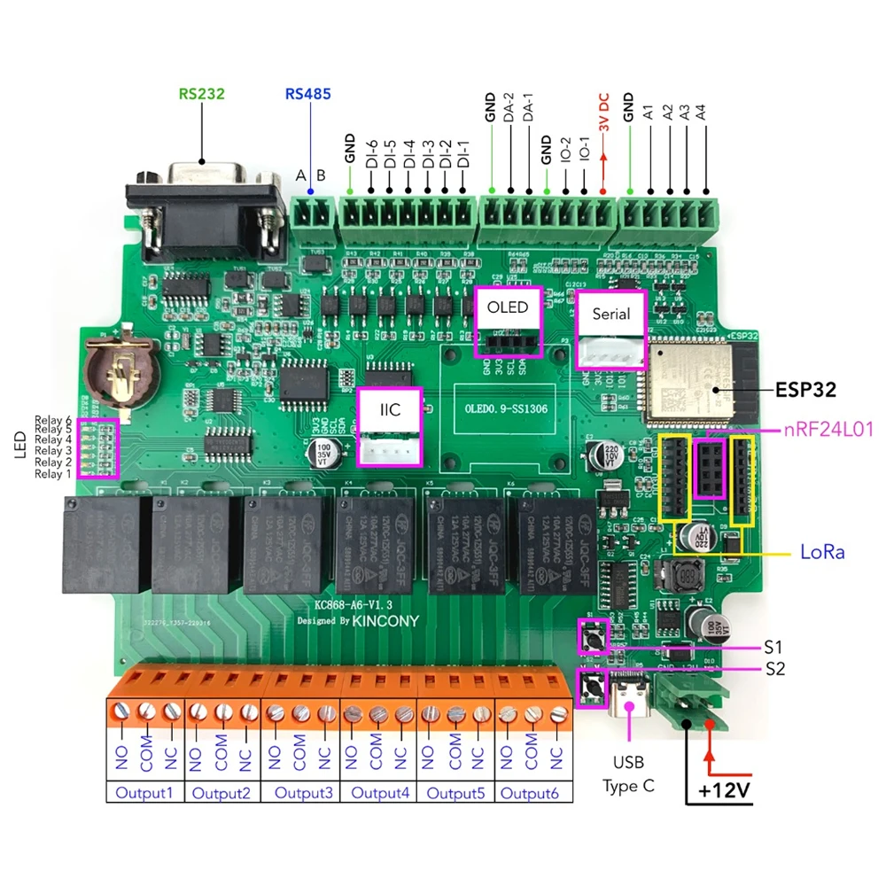 KC868-A6 Ethernet-реле для сети ESP32 макетная плата Wifi коммутатор MQTT TCP Web HTTP ESPhome домашний