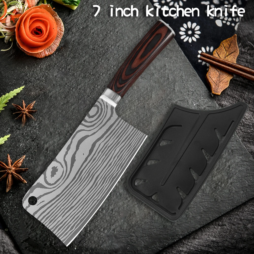Дамасский 7 дюймовый кухонный нож шеф повара из дамасской стали с узором острый