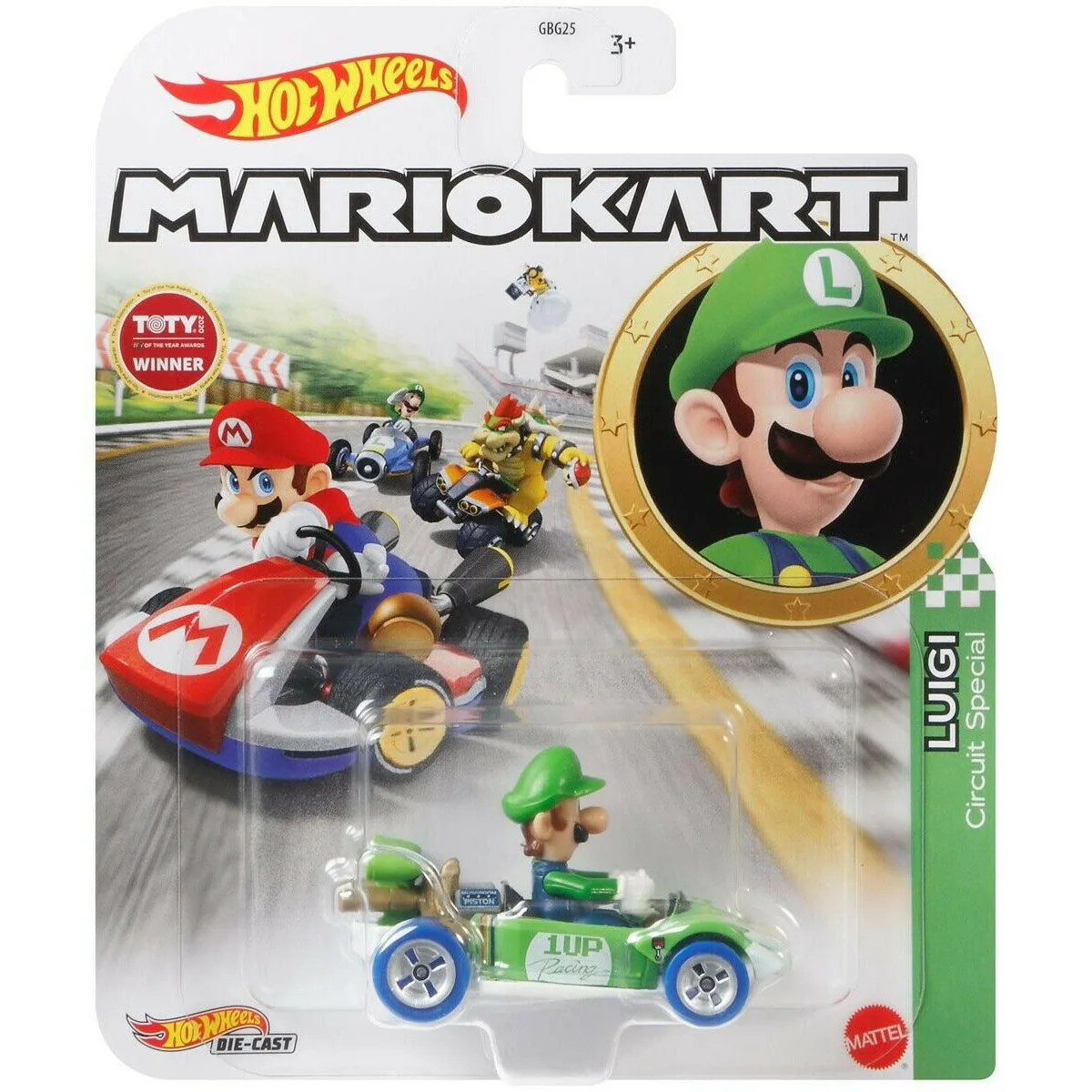 Hot Wheels Mario Kart Character Vehicles - Luigi - Circuit Special Mario Kart Collection Metal Diecast Cars Kids Toys Mattel Car